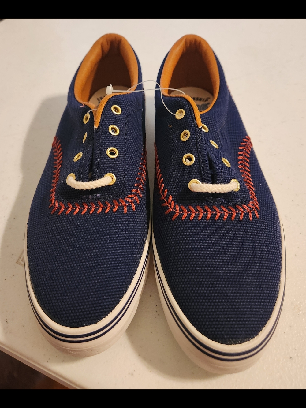 Keds Navy Blue Canvas Sneakers with Orange Accents